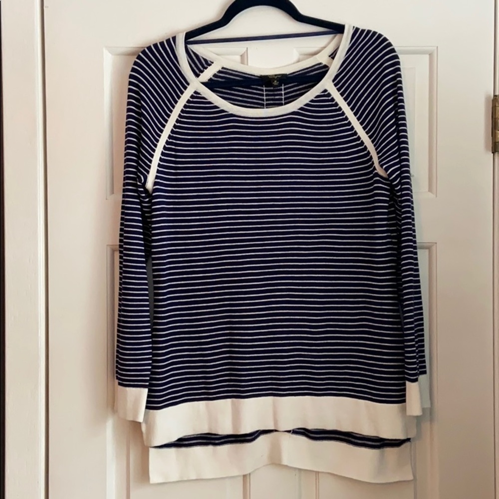 White & Navy light weight sweater